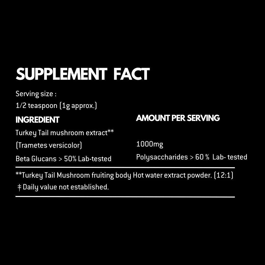 Mushroom Powder | Turkey Tail – Cognitive Function – Gut Support – Immune Support – Vegan, Gluten Free, Cholesterol Free, Soy Free, Peanut Free & Dairy Free – Alchemy Dose – (30 Serving) – 30gm