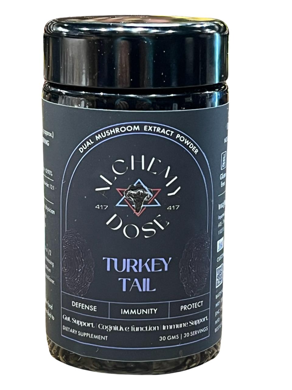 Mushroom Powder | Turkey Tail – Cognitive Function – Gut Support – Immune Support – Vegan, Gluten Free, Cholesterol Free, Soy Free, Peanut Free & Dairy Free – Alchemy Dose – (30 Serving) – 30gm