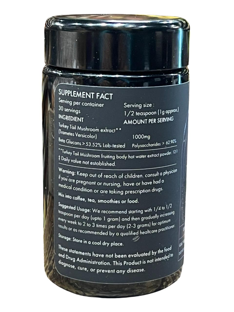 Mushroom Powder | Turkey Tail – Cognitive Function – Gut Support – Immune Support – Vegan, Gluten Free, Cholesterol Free, Soy Free, Peanut Free & Dairy Free – Alchemy Dose – (30 Serving) – 30gm