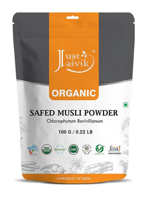 Musli Powder l Safed (Chlorophytum borivilianum ) - USDA Organic - Just Jaivik - 100gm