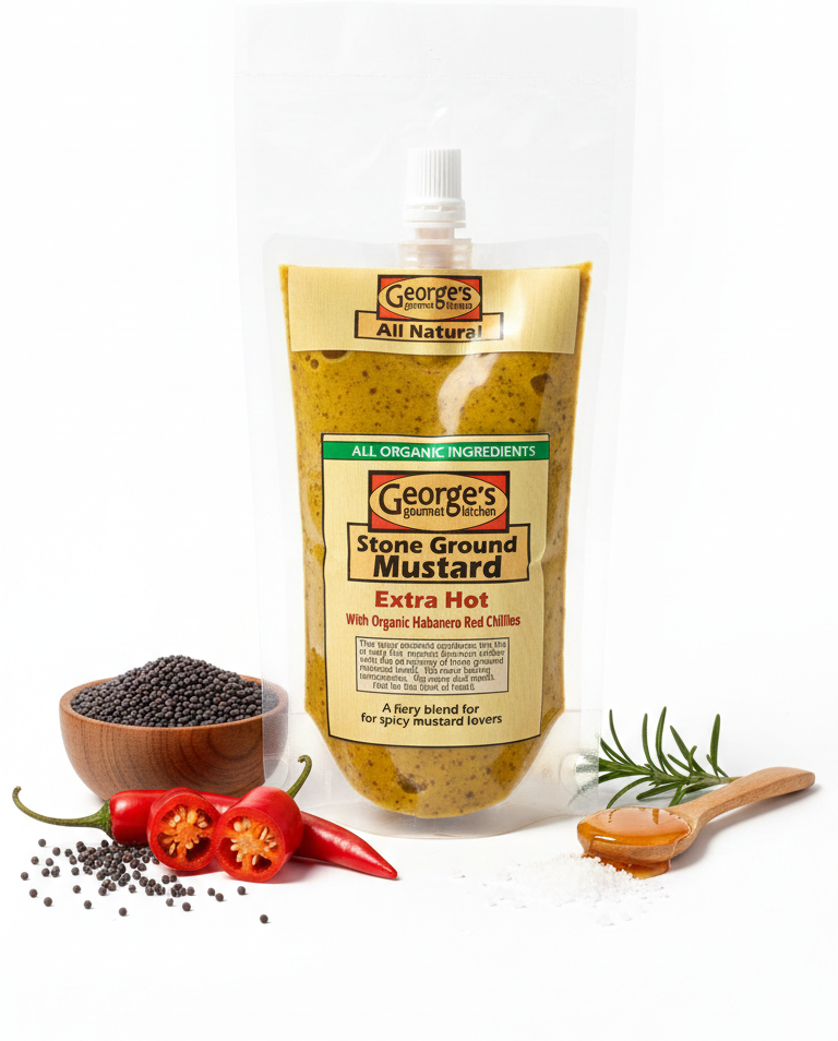 Mustard Paste| Stone Ground Mustard Paste - Extra Hot with Mexican Red Chillies (Organic Habanero Red Chillies)- Organic Ingredient-Vegetarian Vegan - George&
