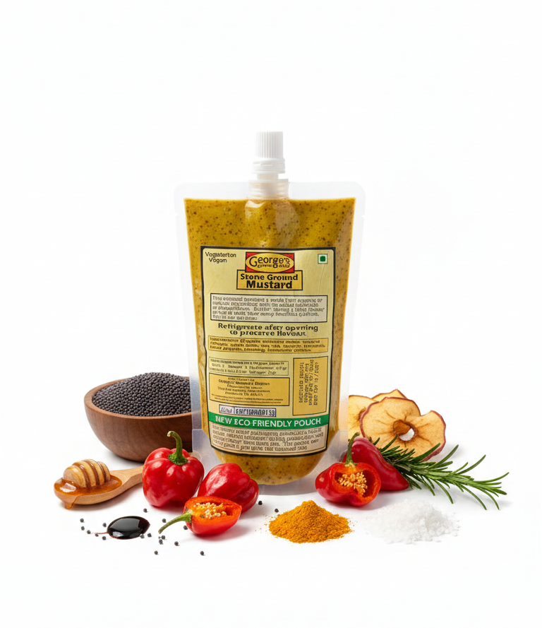 Mustard Paste| Stone Ground Mustard Paste - Extra Hot with Mexican Red Chillies (Organic Habanero Red Chillies)- Organic Ingredient-Vegetarian Vegan - George&