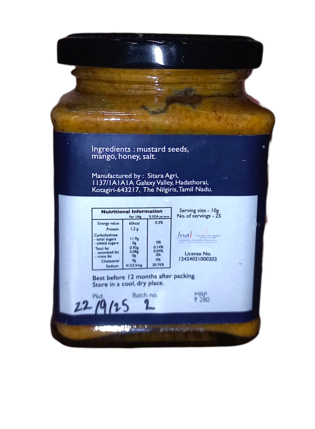 Mustard Sauce | Fermented With Wild Honey - No Added Preservatives - Sitara - 250gm