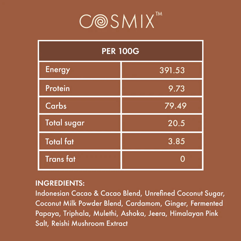 Hot Chocolate | My Happy Gut - Delicious, Gut Friendly & Convenient - No Refined Sugar Or Stevia & No Added Synthetic Flavours And Preservatives - Cosmix - 200gm
