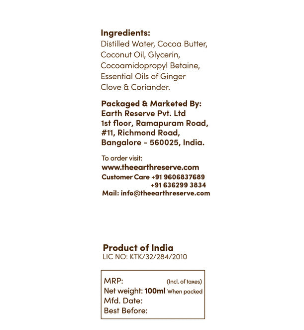 Face Wash | Earthy Blends - Spice Mix - Parabens Free, No Synthetic & No Added Chemical - The Earth Reserve - 100ml