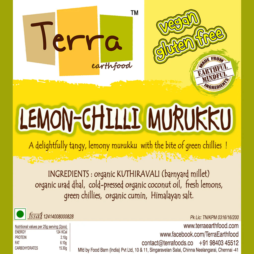 Murukku | Lemon Chilli Murukku -Vegan , Gluten Free - Terra - 150gm
