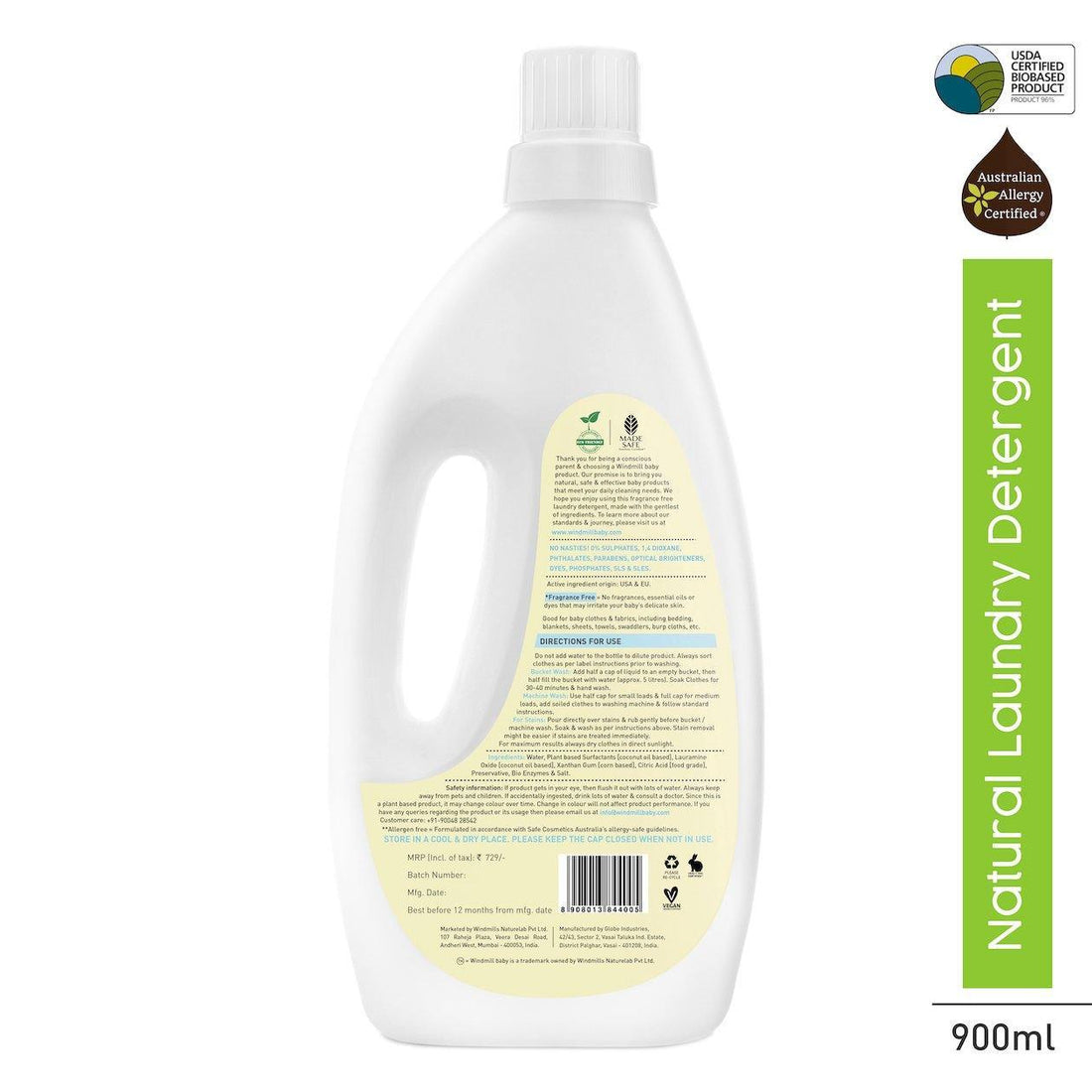 Natural Laundry Detergent Fragrance Free - Windmill Baby - 900ml