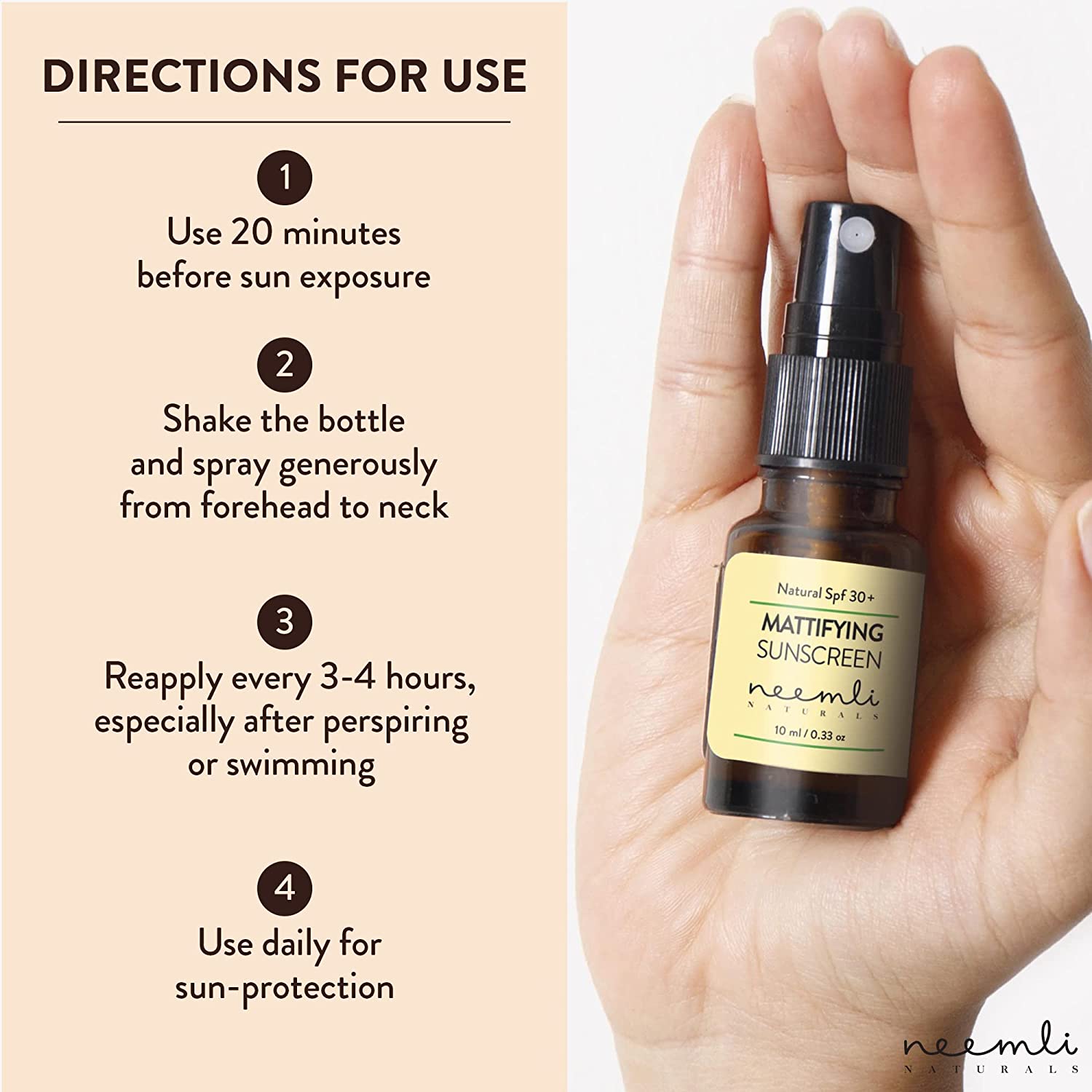 Natural Spf 30+ Mattifying Sunscreen – Cruelty Free - Neemli Naturals – 50ml