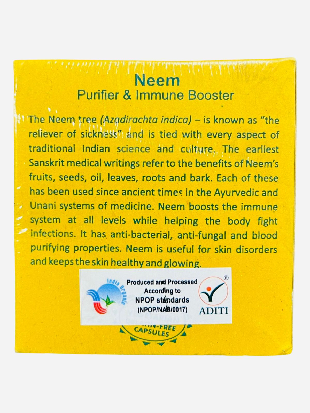 Neem | (Purifier Immune System) – Anti Fungal & Blood Purifying Properties – Aurospirul – 100 Capsules