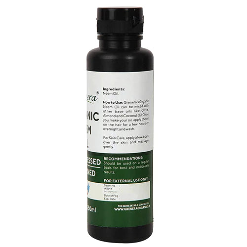 Neem Oil | Cold Pressed - Unrefined - For Skin And Massage Oil - Grenera - 250ml