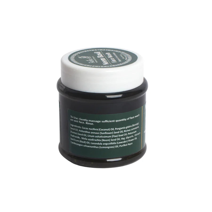 Face Wash | Neem Basil (Concentrate) – For Acne Prone Skin – Vegan, Sulphate Free & Preservative Free – Rustic Art – 125gm