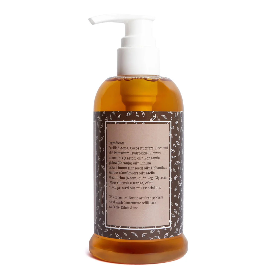 Hand Wash | Orange Neem Hand Wash - Organic - Rustic Art - 250ml