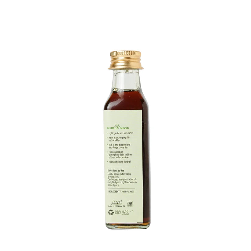Oil | Neem Oil - Cold-Pressed & Pure - Antibacterial Skin Care & Hair Oil - Ideal for Acne & Dandruff Control - No Artificial Colors & No Harsh Chemicals - Satvyk - 100ml