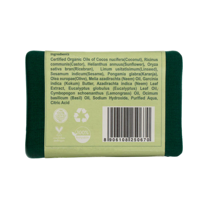 Oil Soap - Neem - Enriched With Karanja & Eucalyptus Oil - Rustic Art - 100gm