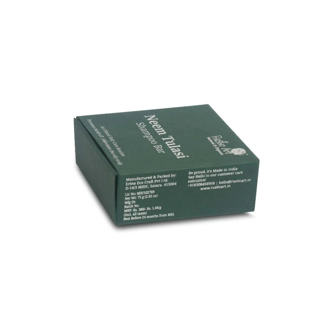 Shampoo | Neem Tulsi Hair Shampoo Bar - Rustic Art - 75gm
