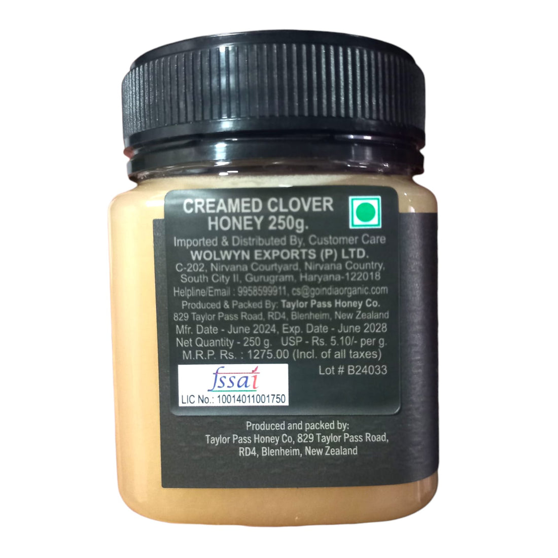 Honey | New Zealand Creamed Clover Honey - Antibiotic Free - Taylor Pass Honey - 250gm