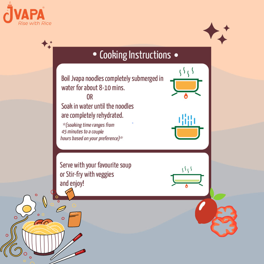 Noodles | Rice Stick (Brown Rice) – Round – Gluten Free, Non GMO & No Trans Fat – Jvapa – 200gm