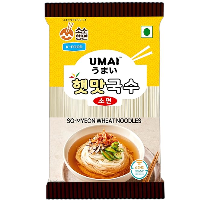 Noodles | So Myeon Wheat Noodles - Quality Thin Noodles , Whole Wheat - Imported from Korea - Bouncy & Chewy Texture – No artificial preservatives or Colors – Umai – 900gm