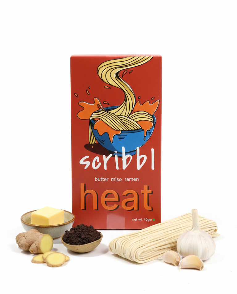 Noodles | Heat (Butter Miso Ramen)-Craft Meets Convenience-Slurp Spill - No Artificial Colors, Non GMO, Dairy Free – Scribbl - 70gm
