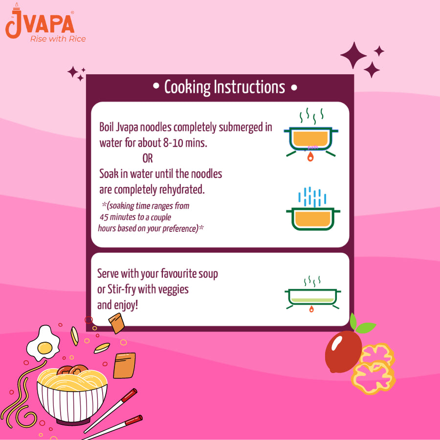 Noodles | Rice Stick (Original) – Round – Gluten Free, Non Gmo & No Trans Fat – Jvapa – 200gm