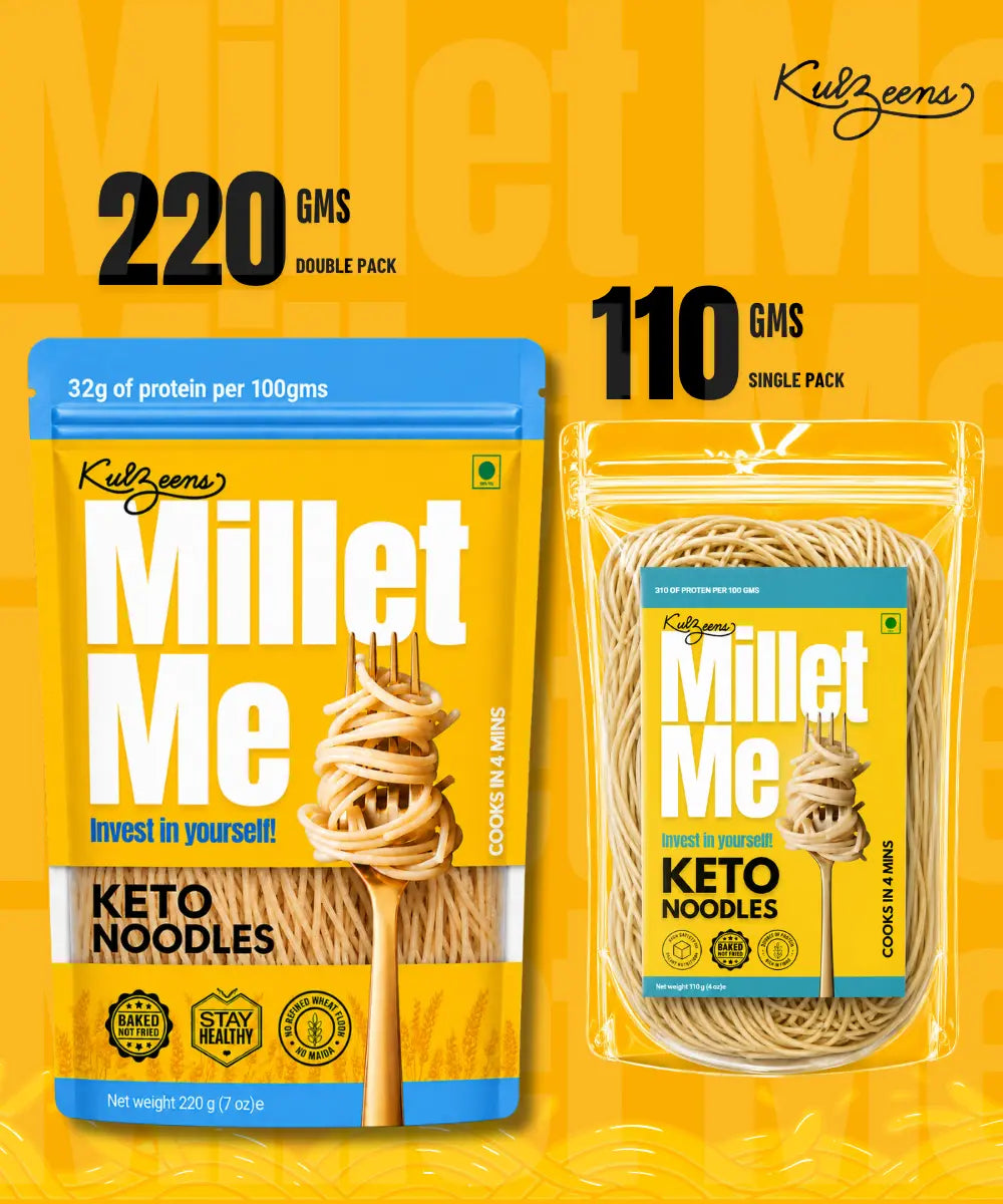 Noodles| Millet Me (Keto Noodles) -Ultra Low-Carb & Weight Loss Friendly -No Artificial Additives, No Preservatives – Kuizeens – 220gm