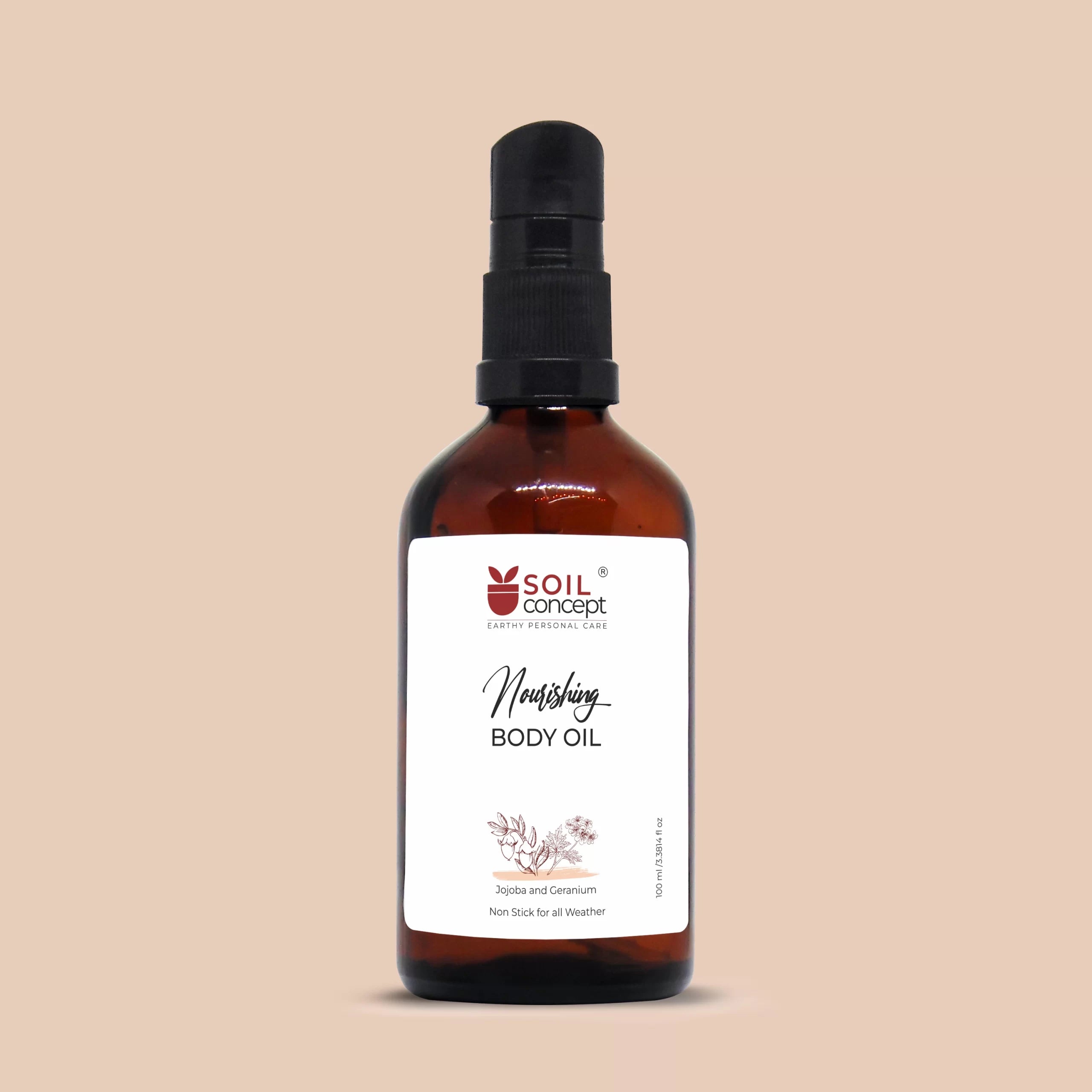 Body Oil | Nourishing Body Oil Jojoba & Geranium - Natural – Cold Pressed & Chemical Free – Soil Concept – 50ml