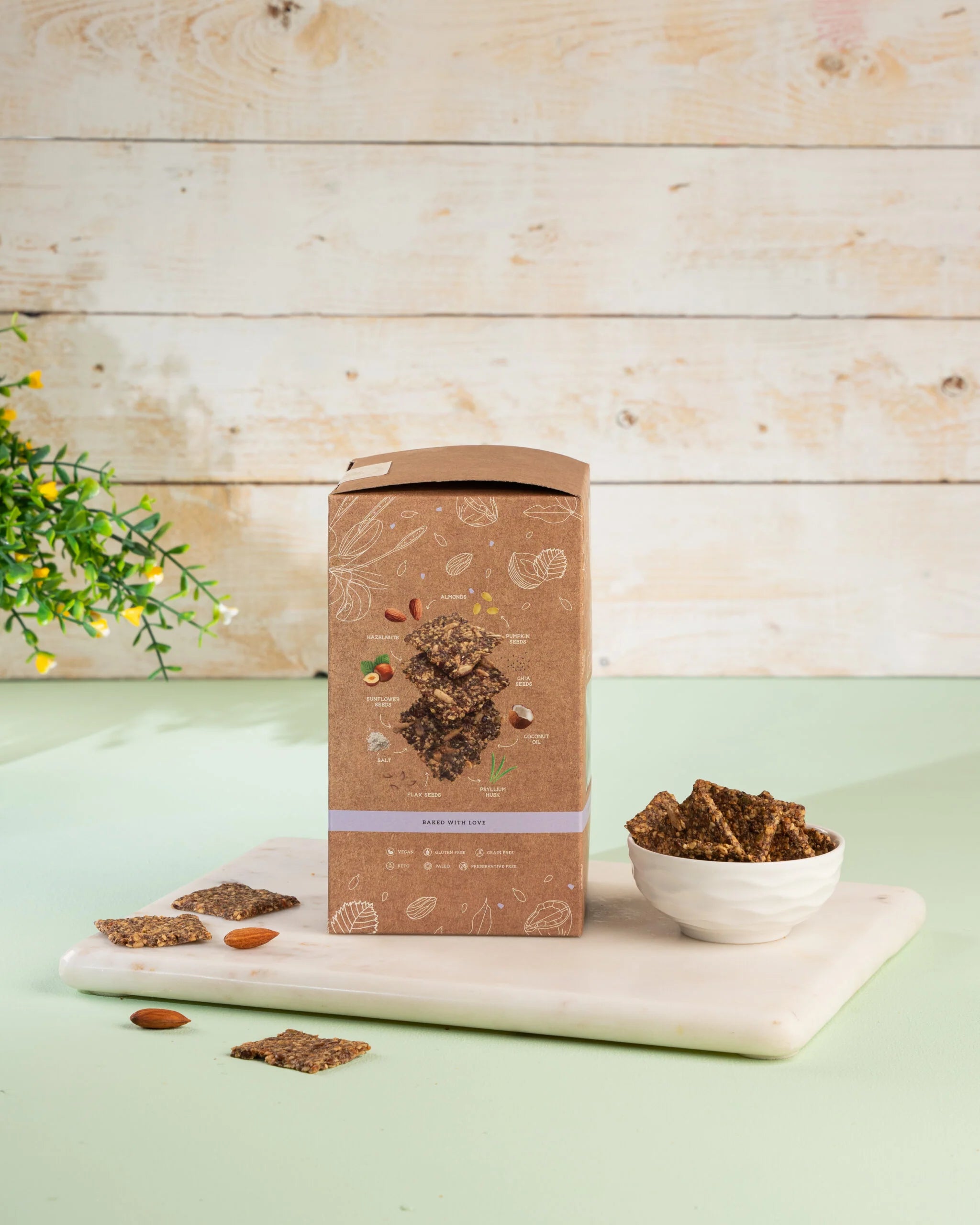 Nut and Seed Crackers - Vegan, Gluten Free, Sugar Free, Keto Friendly, Low Calorie & Pcos Friendly - The Cinnamon Kitchen - 150gm
