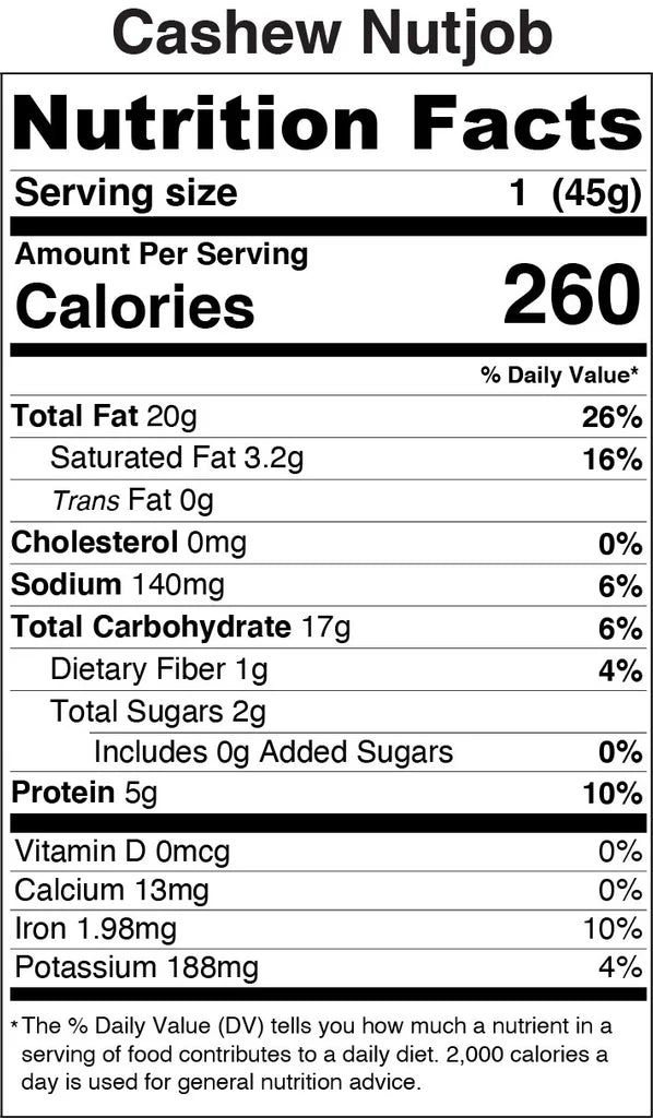 Bar | Nutjobs - Cashew Bar (Made With Certified Organic Nuts) - Vegan & Gluten Free, Dairy, Honey Free, High In Protein & No Added Sugar - Tthe Huda Bar - 40gm