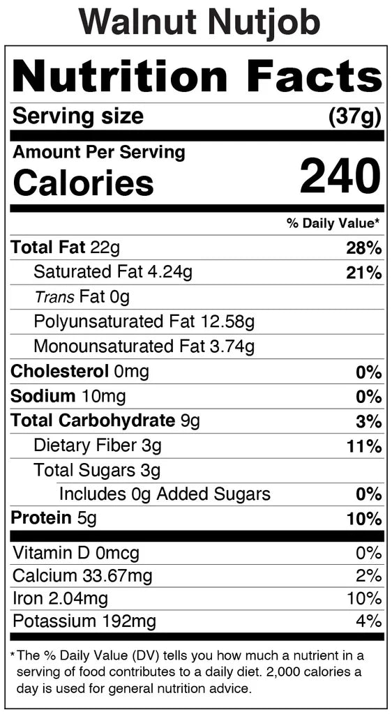 Bar | Nutjob - Walnut Bar (Made With Certified Organic Nuts) - Vegan & Gluten Free, Dairy, Honey Free, High In Protein & No Added Sugar - Tthe Huda Bar - 40gm
