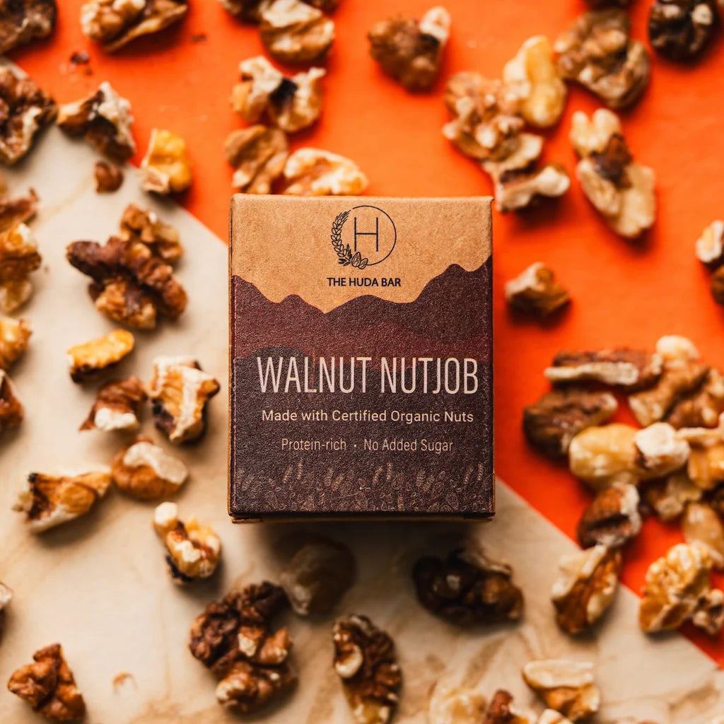 Bar | Nutjob - Walnut Bar (Made With Certified Organic Nuts) - Vegan & Gluten Free, Dairy, Honey Free, High In Protein & No Added Sugar - Tthe Huda Bar - 40gm