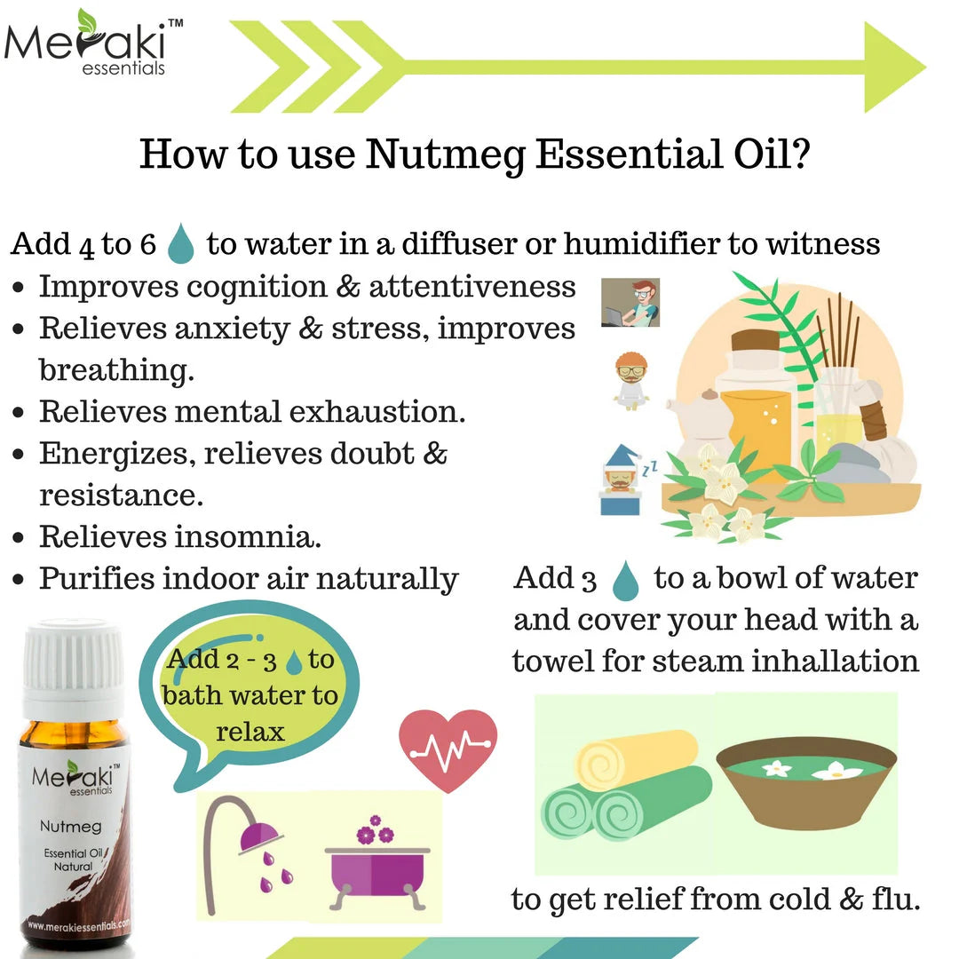 Nutmeg Essential Oil (Myristica Fragrans) - Natural - Indian - Meraki Essentials - 10ml