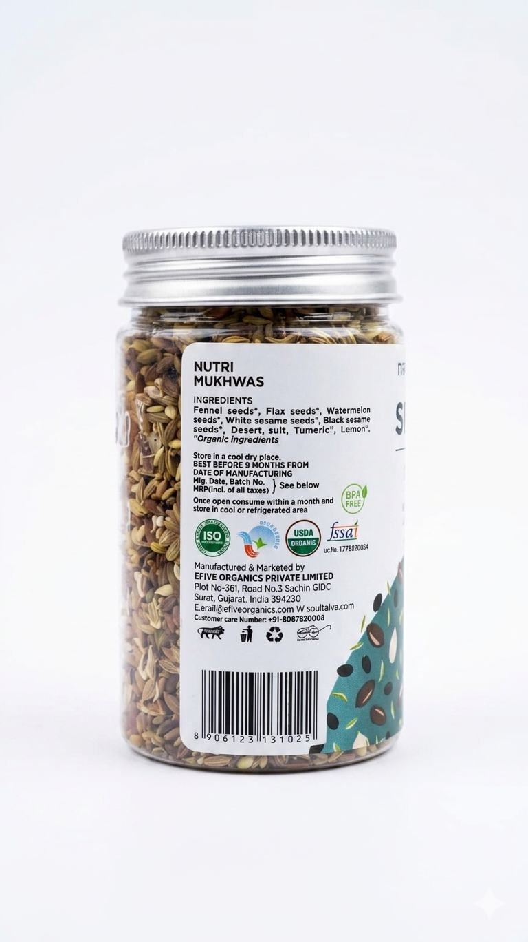 Mukhwas | Nutri Mukhwas -USDA Organic-Plant Based, Super Food, Nutrient Dense -No Chemical Preservatives & Additives - Soultatva – 100gm