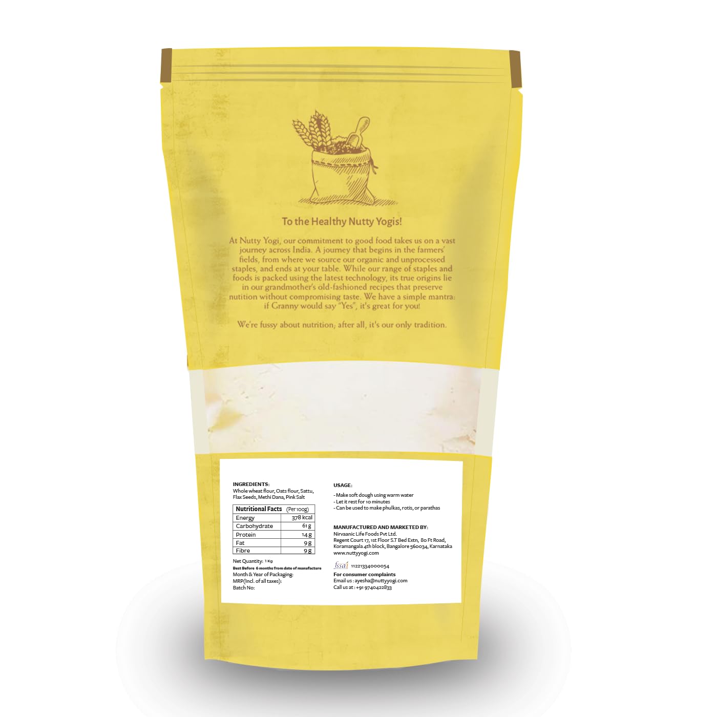 Sugar Control Release Atta - Nutty Yogi - 1000gm