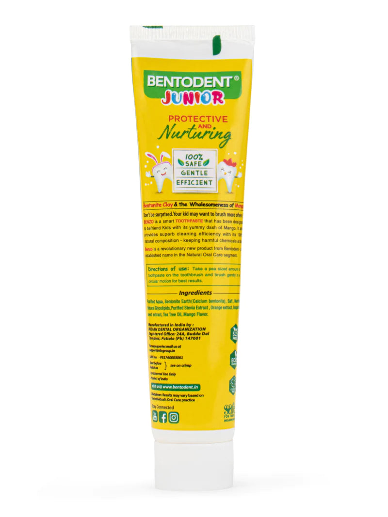 Toothpaste | Splashin Mango - Vegan, Fluoride Free & Glycerin Free - Bentodent - 100gm