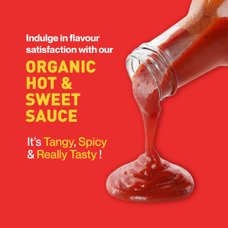 Sauce | Organic Hot & Sweet Sauce - Certified Organic - 100% Natural - No Preservatives, Thickeners, Stabilisers & No Artificial Colours And Flavours - Zama Organic - 330gm