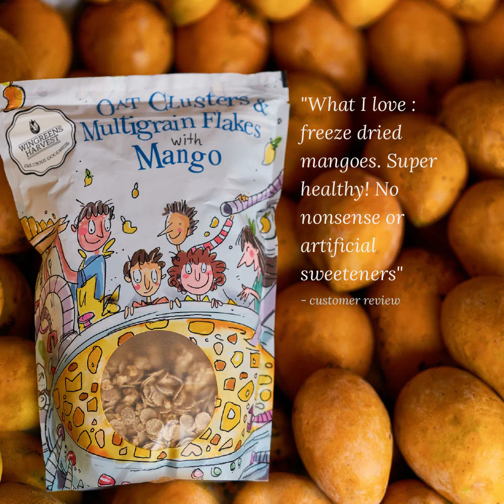 Oat Clusters & Multigrain Flakes With Mango - Wingreens Harvest - 350gm