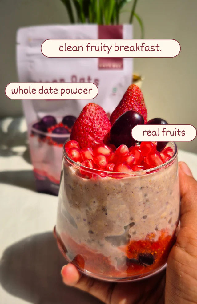 Clean Oats (Red Fruit )- Freeze Dried fruit & Date Sweetened- 100% Wholefood, Plant Based -No additives , No emulsifiers, No Added Oils , No Syrups – Safe Bee – 60gm