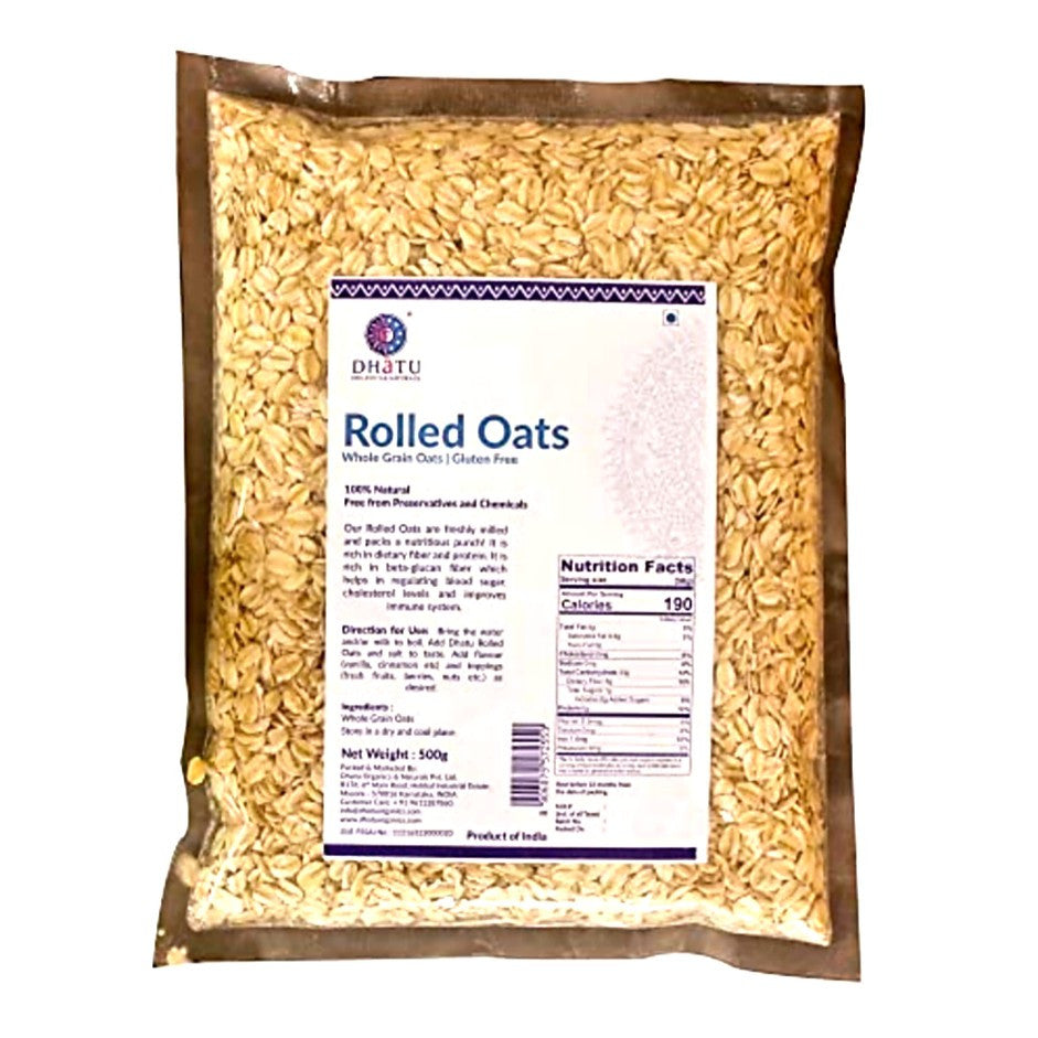 Oats | Rolled Oats (Whole Grain Oats) - Gluten Free -100% Natural -No Added Preservatives & Chemical - Organic Nation - 500gm