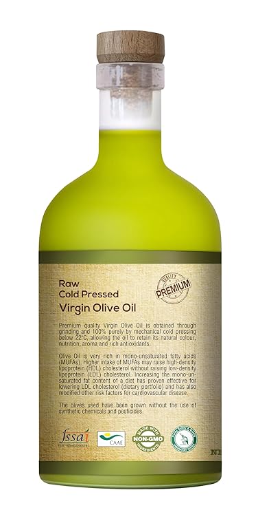 Olive Oil | Virgin Olive Oil - Raw Cold Pressed - Organic - Supports Skin & Heart Health - Pure Nutrition - 750ml