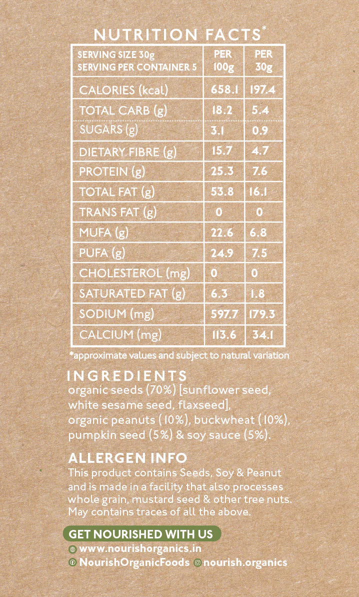 Omega Seed Mix - No Added Sugar, Keto Friendly, High Protein & Rich In Fiber - Nourish Organics - 150gm