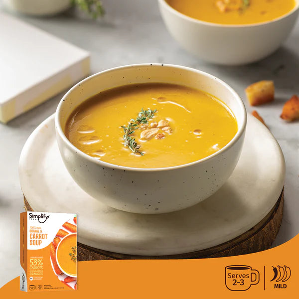 Soup | Orange & Carrot Soup (Loaded With Veggies 53% Carrots & 10.5% Malta Orange) – 100% Clean – No Flours, Fillers, Thickeners, No Preservatives, Colours & No Additives – Simplify Foods – 50gm
