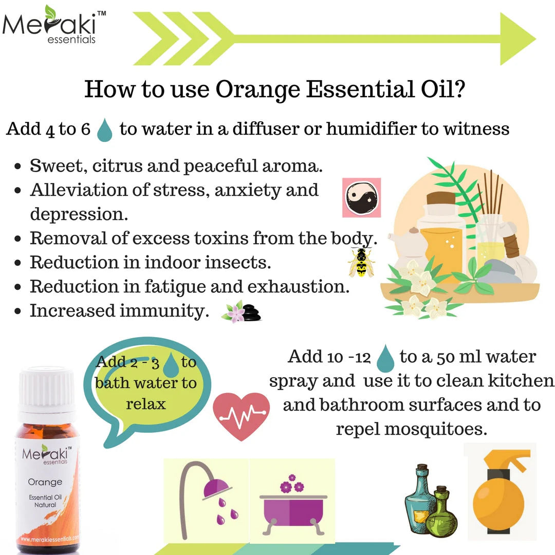 Orange Essential Oil (Cirtus Sinensis ) - Natural - Indian - Meraki Essentials - 10ml