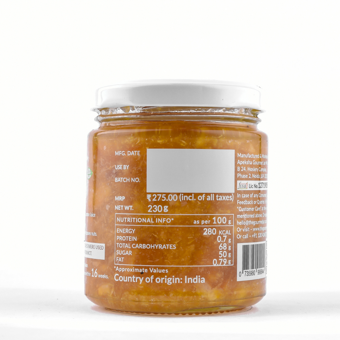 Orange Marmalade Thick-Cut – Vegan, Gluten Free, No Refined Sugar & Nut Free – The Gourmet Jar – 230gm