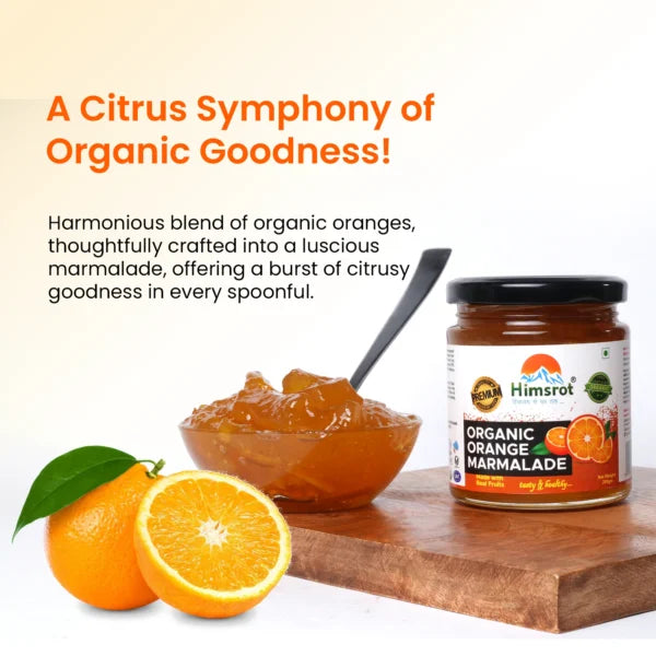 Orange Marmalade | (Made With Real Fruits) - Tasty & Healthy - Certified Organic - Vegan, Gluten Free & No Added Preservatives - Himsrot - 250gm