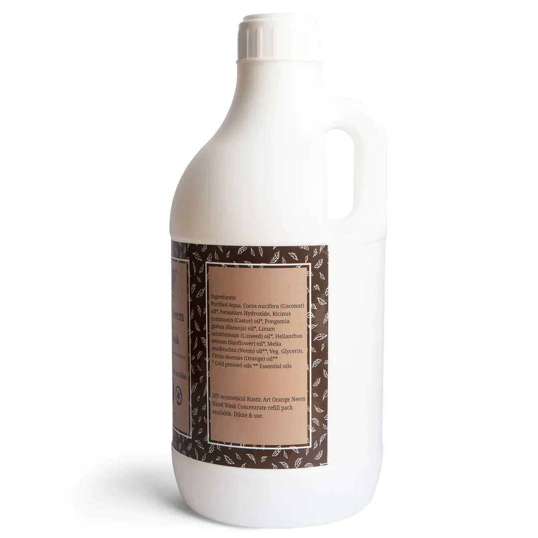 Hand Wash | Orange Neem Hand Wash - Organic - Rustic Art - 1100ml Refill Pack