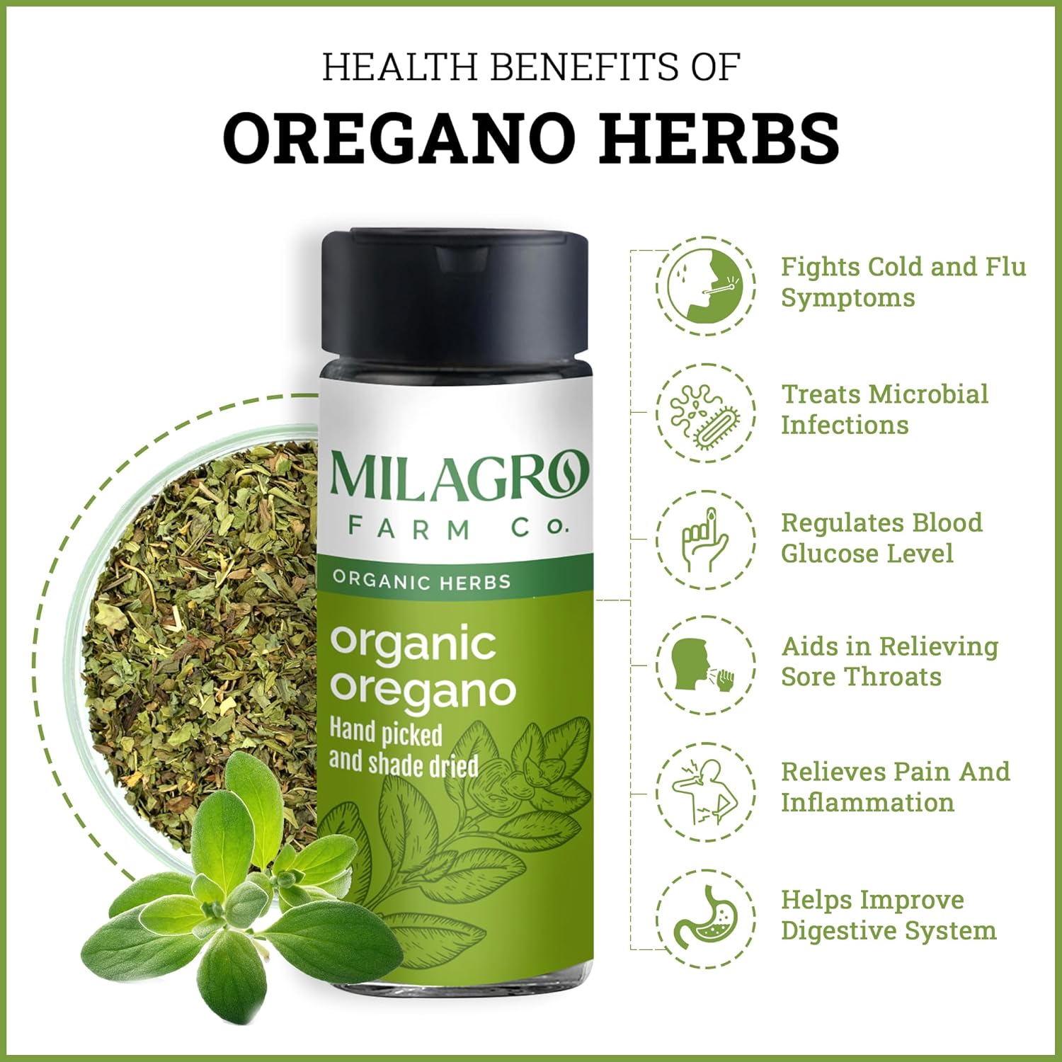 Seasoning | Oregano Seasoning - Hand Picked And Shade Dried - Organic Herbs – Milagro Farm Co. – 30gm