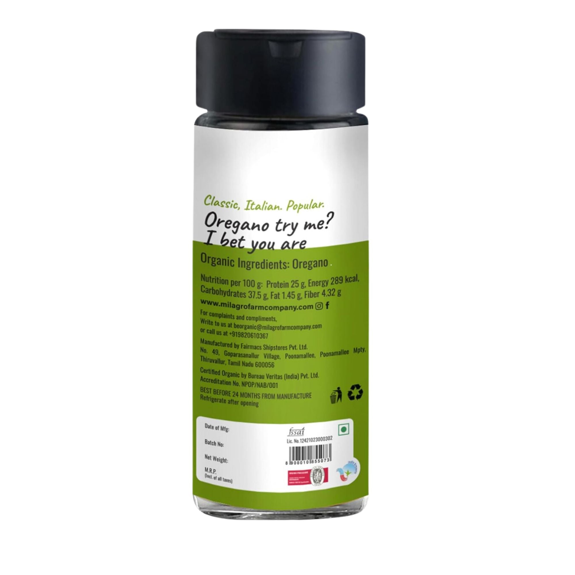 Seasoning | Oregano Seasoning - Hand Picked And Shade Dried - Organic Herbs – Milagro Farm Co. – 30gm