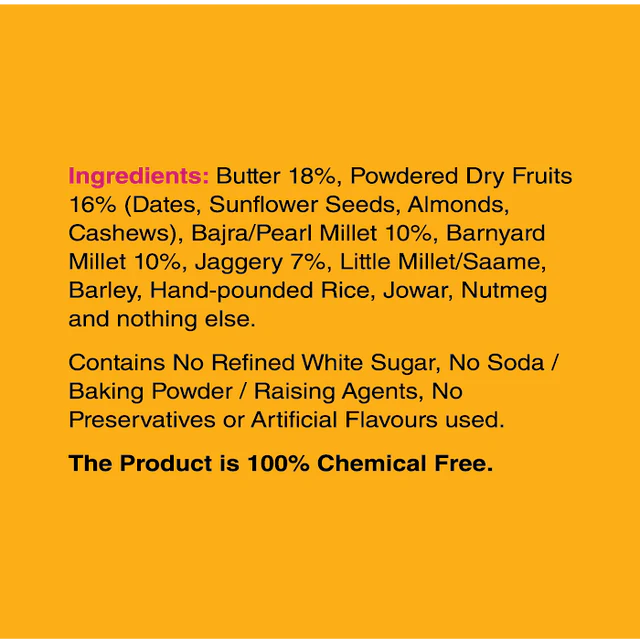 Millet Cookies | Iron Shakti - Organic Bajra & Barnyard Millet Cookies with Almonds - Prenatal– No Added Refined Sugar, No Maida & No Soda - Early Foods - 130gm