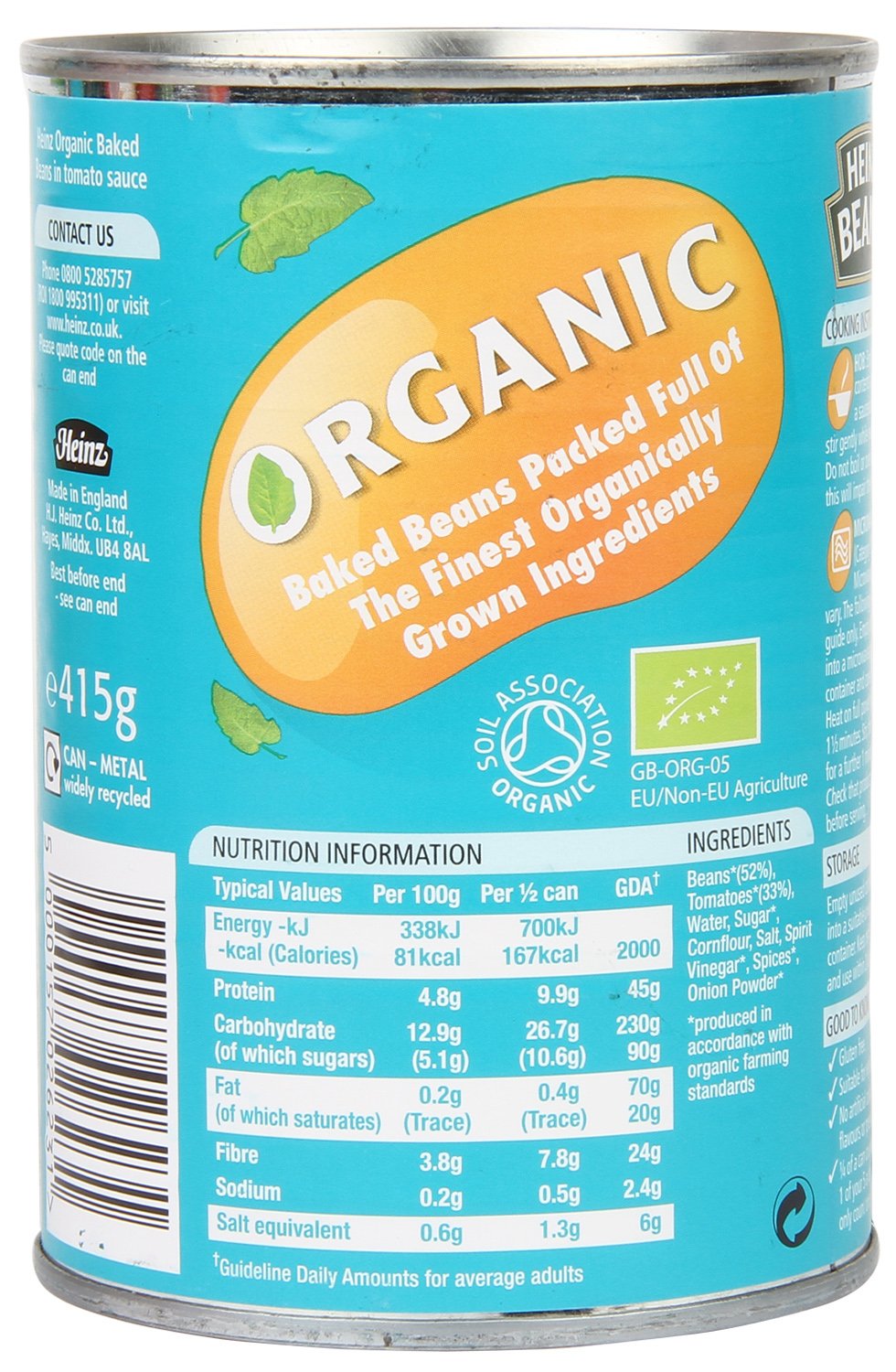 Organic Beans - High In Protein - Heinz - 415gm