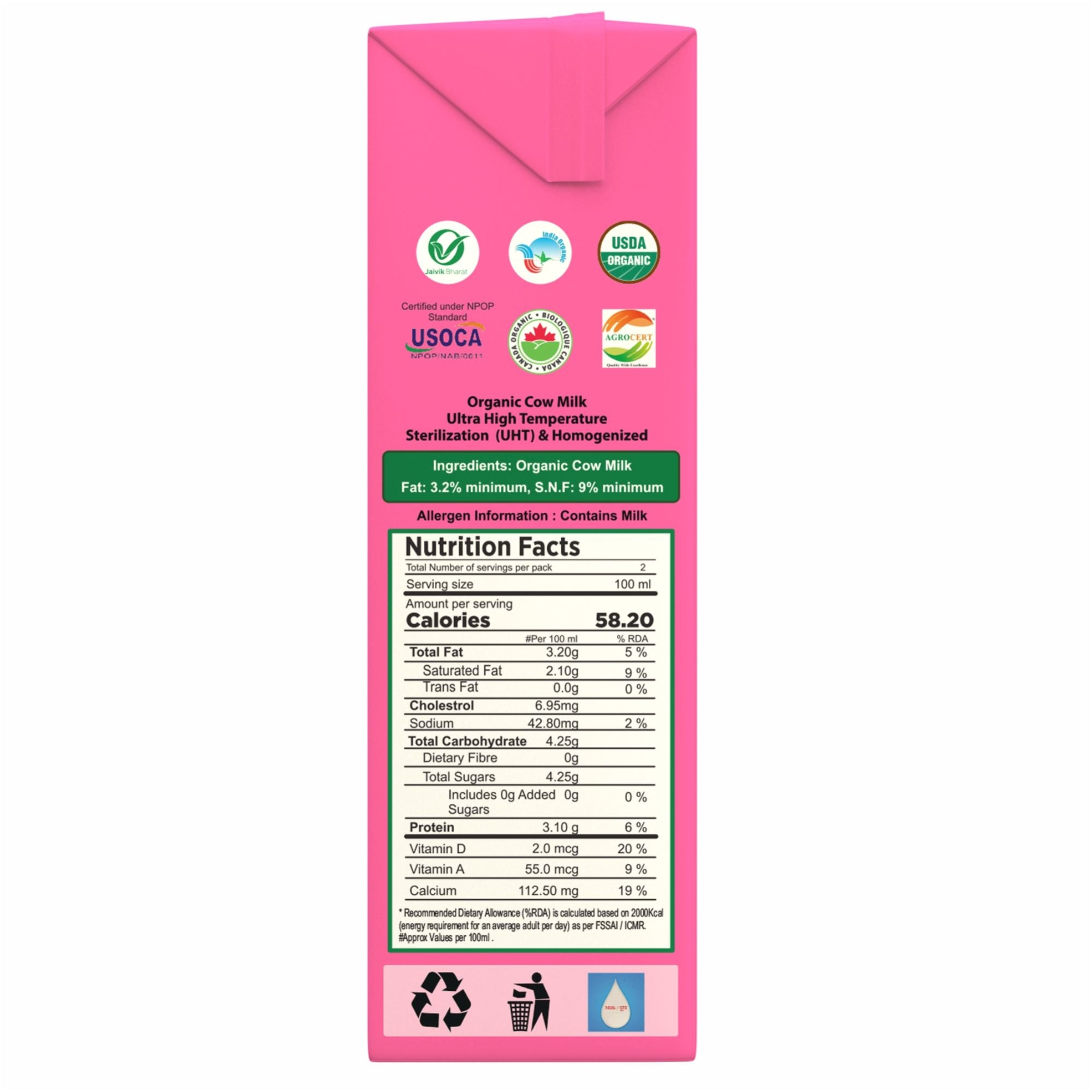 Cow Milk | Grow Fast - USDA Organic – High In Protein - No Antibiotic, No Stress Hormones, No Adulteration, No Contamination & Preservatives Free – Barsana Magic – 200ml
